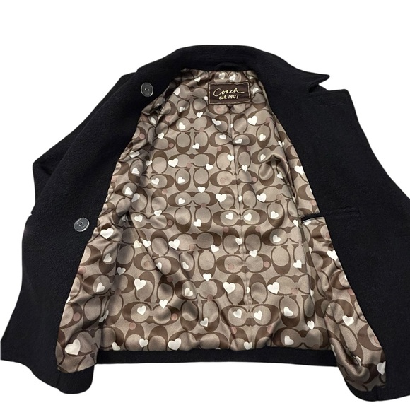 Coach 1941 Women's Charcoal Peacoat Wool Blend Gold Rim Buttons Heart Liner Sm - Picture 3 of 16